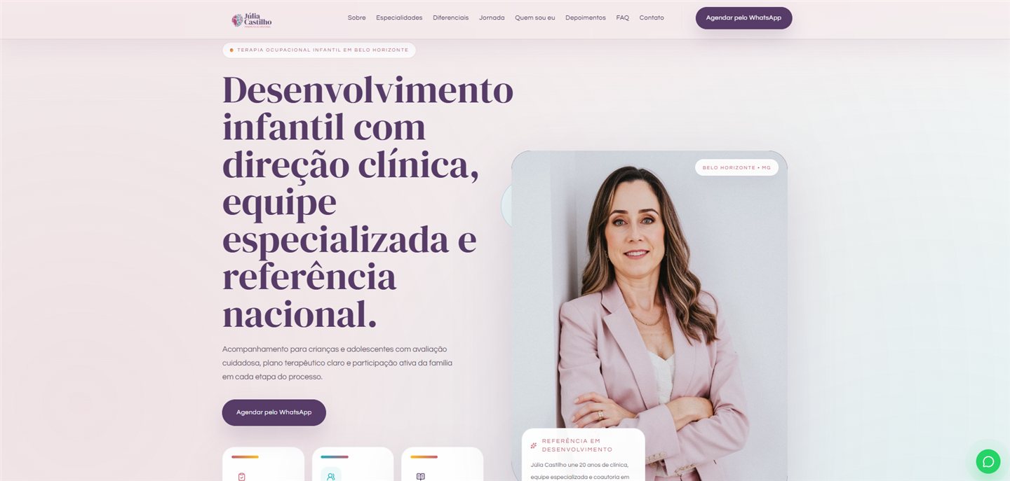 Screenshot atual do site Júlia Castilho