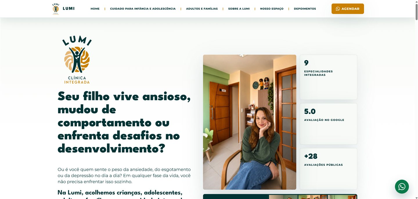 Lumi Clínica Integrada website home page